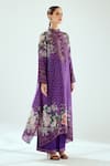 Shop_Rajdeep Ranawat_Purple Silk Printed Floral Band Zeynep Long Tunic _Online_at_Aza_Fashions