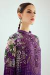 Rajdeep Ranawat_Purple Silk Printed Floral Band Zeynep Long Tunic _at_Aza_Fashions