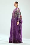 Buy_Rajdeep Ranawat_Purple Silk Geometric Band Collar Dakota Floral Pattern Kaftan _Online_at_Aza_Fashions
