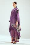 Rajdeep Ranawat_Purple Silk Geometric Band Collar Navya Draped Tunic _Online_at_Aza_Fashions
