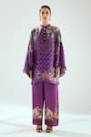 Rajdeep Ranawat_Purple Satin Printed Floral Permaz Pant _Online_at_Aza_Fashions