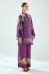 Shop_Rajdeep Ranawat_Purple Satin Printed Floral Permaz Pant _Online_at_Aza_Fashions