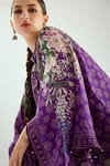 Shop_Rajdeep Ranawat_Purple Silk Printed Geometric Round Band Collar Nylla Tunic _Online_at_Aza_Fashions