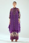 Rajdeep Ranawat_Purple Silk Geometric Collared Neck Kamara Floral Pattern Shirt Tunic _Online_at_Aza_Fashions