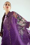 Shop_Rajdeep Ranawat_Purple Silk Geometric Collared Neck Kamara Floral Pattern Shirt Tunic _Online_at_Aza_Fashions