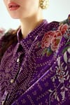 Rajdeep Ranawat_Purple Silk Geometric Collared Neck Kamara Floral Pattern Shirt Tunic _at_Aza_Fashions
