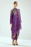 Buy_Rajdeep Ranawat_Purple Satin Printed Floral Mandarin Collar Reza Tunic  _Online_at_Aza_Fashions