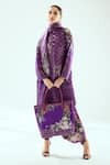 Rajdeep Ranawat_Purple Satin Printed Floral Mandarin Collar Reza Tunic  _at_Aza_Fashions