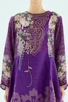 Rajdeep Ranawat_Purple Silk Geometric Round Band Aamilah Floral And Pattern Tunic  _Online_at_Aza_Fashions