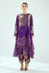 Buy_Rajdeep Ranawat_Purple Silk Geometric Round Band Aamilah Floral And Pattern Tunic  _Online_at_Aza_Fashions