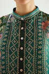 Rajdeep Ranawat_Green Silk Geometric Round Band Ghazala Floral And Pattern Tunic _at_Aza_Fashions