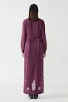 Shop_Payal Pratap_Purple Cotton Silk Embroidery Band Finola Dress With Tights  _at_Aza_Fashions