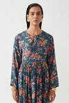 Shop_Payal Pratap_Blue Cotton Blend Printed Round Pepita Dress _Online_at_Aza_Fashions