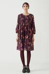 Buy_Payal Pratap_Purple Cotton Silk Printed Round Emma Dress _at_Aza_Fashions