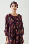 Shop_Payal Pratap_Purple Cotton Silk Printed Round Emma Dress _Online_at_Aza_Fashions