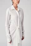 Rajesh Pratap Singh_White Moss Crepe Plain Shirt Collar Onchi Dress _at_Aza_Fashions