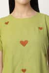 Shop_Musal_Green Cotton, Linen Embroidery Round Neck Litzy Heart Midi Dress_Online_at_Aza_Fashions