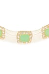 Buy_Hair Drama Co_Gold Polkis Floral Enamelled And Embellished Hair Band _Online_at_Aza_Fashions