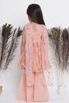 Buy_Little Bansi_Peach Cotton, Net, Lurex Sequins Embroidered Kurta Sharara Set 