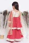 Shop_Little Bansi_Red Cotton Hand Embroidered Floral Frock Kurta Sharara Set _at_Aza_Fashions