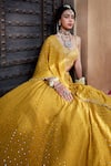 Shop_Kritika Dawar_Yellow Lehenga Chikankari Georgette Embroidery Mukaish Paisley Bridal Set _at_Aza_Fashions