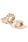 Shop_Kaltheos_Gold Plain Maureen Metallic Ruffle Strap Block Heels _Online_at_Aza_Fashions