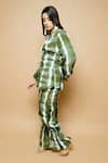 Shop_Ahi Clothing_Green Crepe Tie Dye Spread Collar Shirt And Pant Set _Online_at_Aza_Fashions