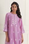 Shop_Ikshita Choudhary_Purple Chanderi Silk Flared Embroidered Kurta_Online_at_Aza_Fashions