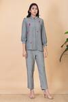 Buy Chambray & CO. Green Silk Applique Collared Leilah Work Shirt And Pant Set Online at Aza Fashions Buy_Chambray & CO._Green Silk Applique Collared Leilah Work Shirt And Pant Set _Online_at_Aza_Fashions