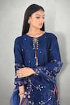 Shop_I Am Design_Blue Cotton , Silk Organza, Linen Aari Round Embroidered Kurta Set _Online_at_Aza_Fashions