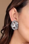 Tizora_White Faux Diamonds Swirl Circle Shaped Earrings _Online_at_Aza_Fashions