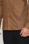 Shop_Lacquer Embassy_Brown 100% Cotton Carey Color Block Panel Shirt _Online_at_Aza_Fashions