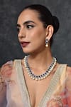 SWABHIMANN_Blue Sapphire Stone And Pearls Embellished Necklace Set _Online_at_Aza_Fashions