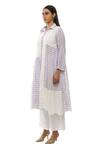 Buy_Khat_White Handloom Cotton, Poplin Collared Checkered Pattern Dress And Pant Set _Online_at_Aza_Fashions