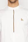 Shop_Lacquer Embassy_White Cotton Satin Embroidery Antler Motif Dorset Shirt  _Online_at_Aza_Fashions