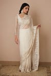Shop_Astha Narang_White Net Embroidered Nakshi Scoop Scallop Border Saree With Blouse For Women_Online_at_Aza_Fashions