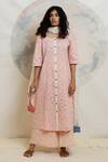 Shop_Banana Labs_Pink Cotton Square Neck Geometric Pattern Kurta Pant Set _Online_at_Aza_Fashions
