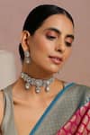 SWABHIMANN_Silver Plated Polki Embellished Choker Set _Online_at_Aza_Fashions