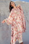 Shop_Nikita Vishakha_Purple V-neck Floral Printed Kaftan Set With Pant _Online_at_Aza_Fashions