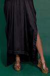 Shop_Varun Bahl_Black Armani Satin And Modal Muslin Hand Embroidered Patchwork Kaftan  _Online_at_Aza_Fashions