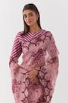 Buy_Amisha Kothari_Pink Organza, Diamonds Guldasta Floral Print Saree_Online_at_Aza_Fashions