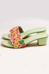 Buy_Soleart_Green Hand Embroidered - Floral Motifs Fiesta Heels _Online_at_Aza_Fashions