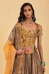 Shop_Aum By Asit And Ashima_Yellow Organza Embroidery, Cut Work Round Neck Floral Aari Lehenga Set _Online_at_Aza_Fashions