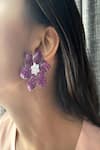 Shop_The Jewel Factor_Purple Crystal Checkered Pattern Earrings _Online_at_Aza_Fashions