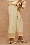 Shop_Ekavira_Yellow Chanderi Tassels Split V-neck A-line Printed Kurta Set_Online_at_Aza_Fashions