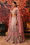 Shop_Moledro_Purple Lehenga Zari Brocade Alora Embroidered Bridal Set With Applique Blouse _Online_at_Aza_Fashions