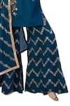 Shop_Meghna Shah_Blue Denim Beads, Stones V-neck Embroidered Kurta Palazzo Set _Online_at_Aza_Fashions