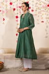 Shop_Marche_Emerald Green Cape  Chanderi Round Paneled And Pant Set _Online_at_Aza_Fashions