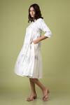 Buy_Doodlage_White Cotton Embroidery Round Neck Seville Abstract Front-open Dress _Online_at_Aza_Fashions
