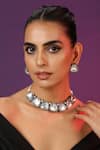 Shop_SWABHIMANN_Grey Kundan Choker Necklace Set _Online_at_Aza_Fashions